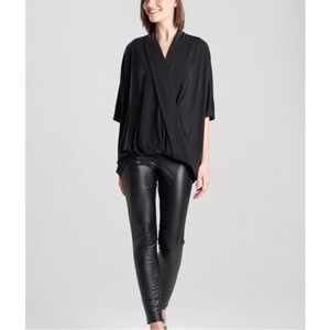 NATORI NWT Tencel Jersey Kimono Drape Top Black Oversized XL